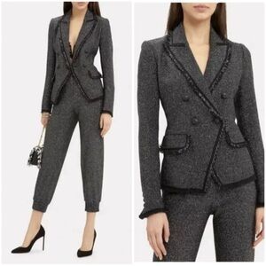 Veronica Beard Frisco Tweed Dickey Blazer Jacket Black Metallic Women’s Size 0